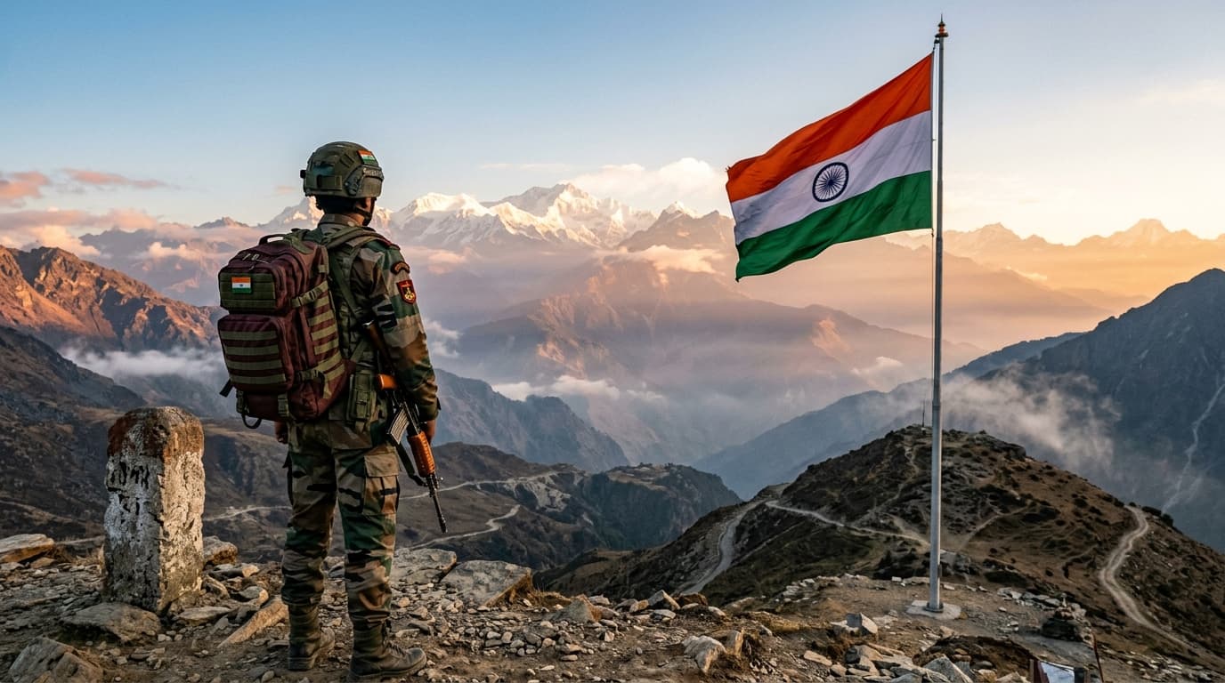Student with Indian Flag